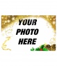 Festive photo frame with gold stars Christmas ornament