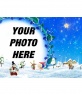 Photo frame floral snowy Christmas landscape in which we can insert a photo