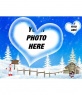Postal blue background and snowy landscape we welcomed winter break, with a