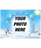 Template / picture frame of a snowy landscape with a framework from branches of