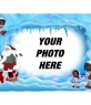 Christmas card, Santa Claus in frozen landscape
