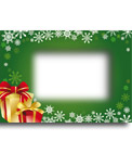 Postcard with green background and Christmas gifts to put your photo in the