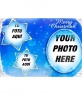 Frame for three photos inserted on the moon and two star-shaped constellations with