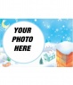 Round picture frame Christmas landscape