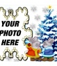 Picture frame shaped like a snowflake and snowy tree fund
