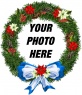 Photo frame Christmas ornament shaped round where you can put your background photo