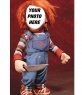 Photomontage of Chucky with a knife