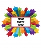 Photo frame of colored stars, which you can put your picture in the background