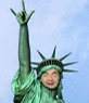 Photomontage in which you will face this peculiar statue of liberty torch instead,
