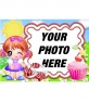 Photo frame for children. Happy child eating