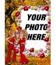 Frame for photos of two friends talking and flower border
