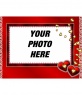 Photo frame hearts of gold and red background