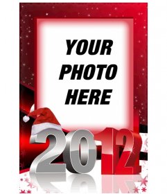 Post to congratulate the new year 2012 with a red background and the numbers with a Santa Claus 