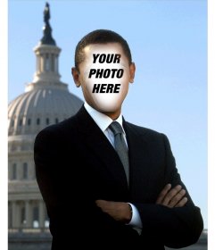 Photomontage of Barack Obama, President of the USA to put your photo