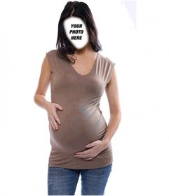 Photo montage with a pregnant woman as part of the face of photography you choose