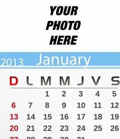 June 2013 Calendar personalized with your photo and print