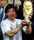 Diego Armando Maradona lifting the World Cup