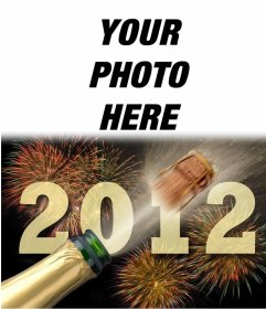 Greeting the New Year 2012 with fireworks and champagne bottle opening 