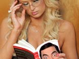 Paris Hilton reading a
