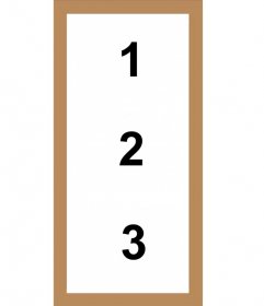 Photo frame for 3 photos with white border and brown