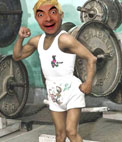 Template montage, set face to the world's smallest man, which appears dumbbells