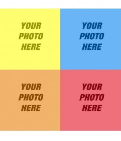 Photomontage of personalized Warhol painting of yellow, lilac and red brown. To make with your photo.