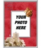 Simple Christmas card with a red candle to put your photo