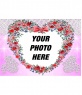 Photo frame made with pink heart-shaped