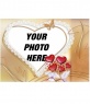 Photo frame heart-shaped, with details of white doves and hearts