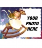 Child picture frame, wooden horse in which it is raised a little princess