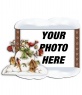 Photo frame edged with snow and snowman