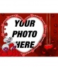 Mouse in love for Valentine's day card with your photo with heart-shaped edge