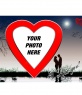 Valentine's postcard in the lake, red heart-shaped