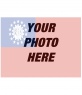 Collage template to paint a face or picture on transparency with the flag of