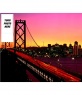 Custom twitter background of a illuminated bridge with a sunset
