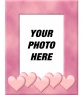 Picture frame with pink border decorated with hearts