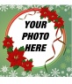Round picture frame borders and snowflakes poinsietta