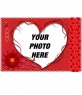 Postcard with red flowers, and a big heart