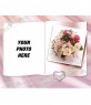 Photo Frame with a book with little heart, roses and ornamental center