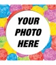 Decorate a photo to this round picture frame with roses of different colors