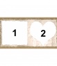 Frame for two pictures with heart-shaped and square edges of paper
