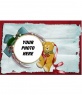 Christmas card with a teddy bear and ribbon