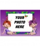 Photo frame with two fairies, pink background
