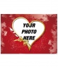 Photo frame heart shape surrounded by gold ribbons where you can insert your own