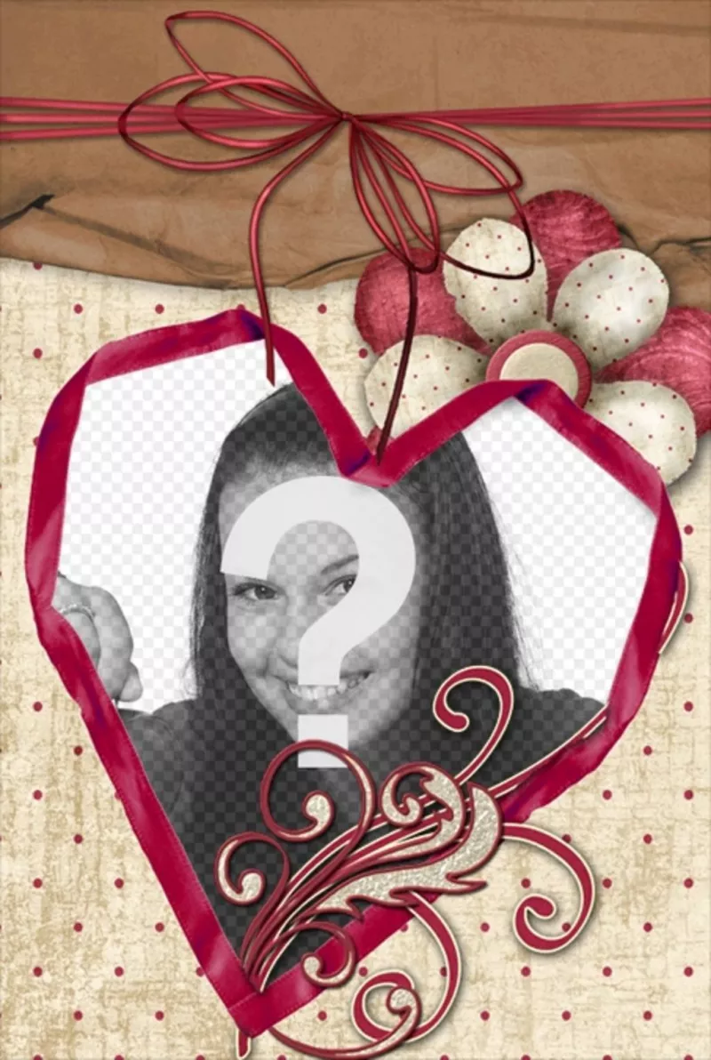 Card with craft style to add your photo in a heart ..