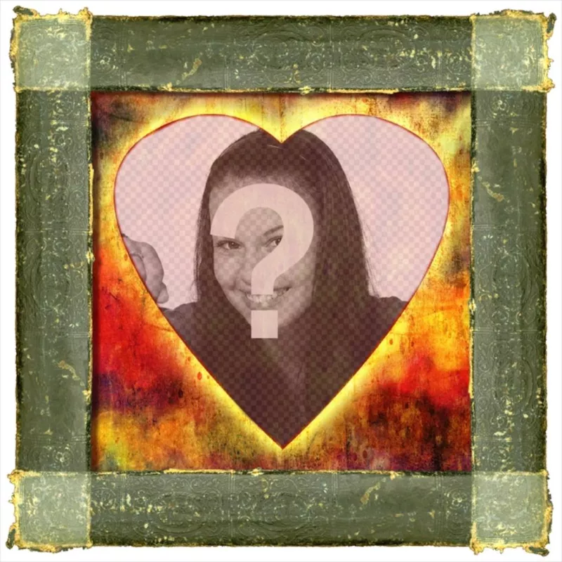 Photo frame heart-shaped style with rusty iron ..