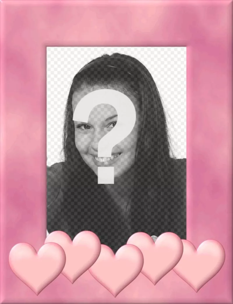 Picture frame with pink border decorated with hearts. Upload a picture, cut it out and put this edge as a decoration that inspires..