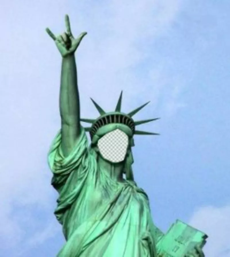 Photomontage in which you will put your face on this peculiar Statue of Liberty ..