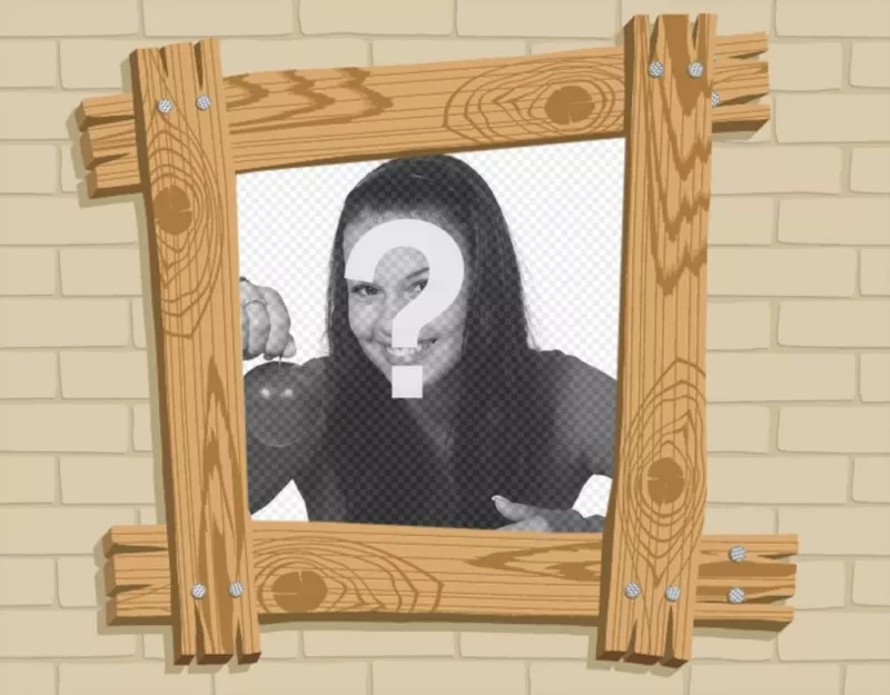 Photo frame wooden cartoon effect where you can put your..
