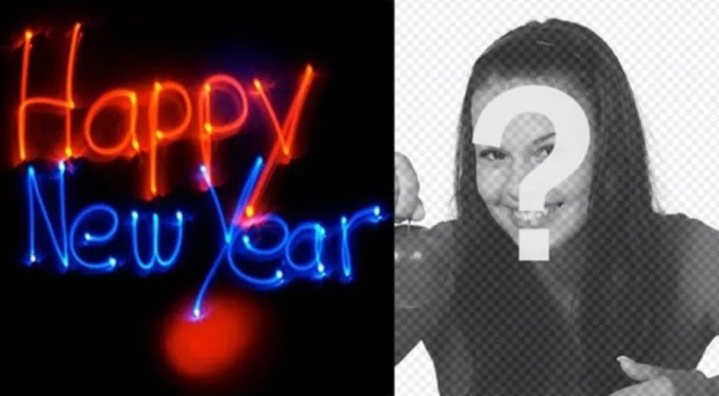 Congratulates the new year with an animation with neon letters with your background..